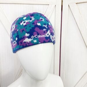 Columbia Reversible Youth Knit Beanie Hat Purple Blue